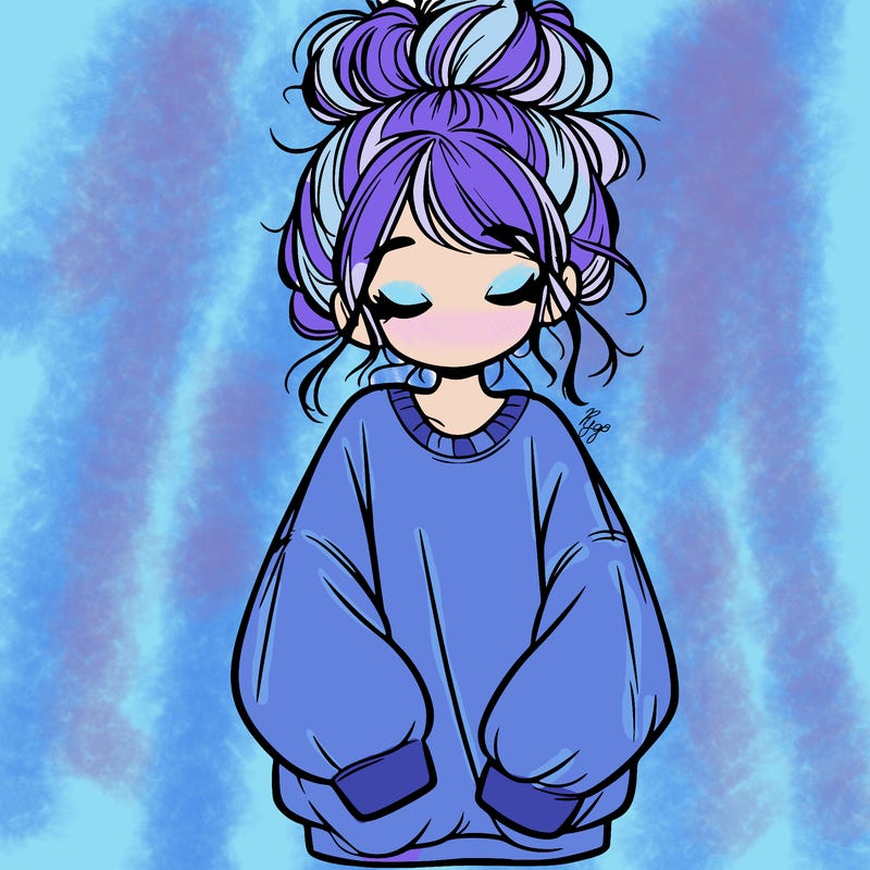 girl with baggy sweatshirt and messy bun