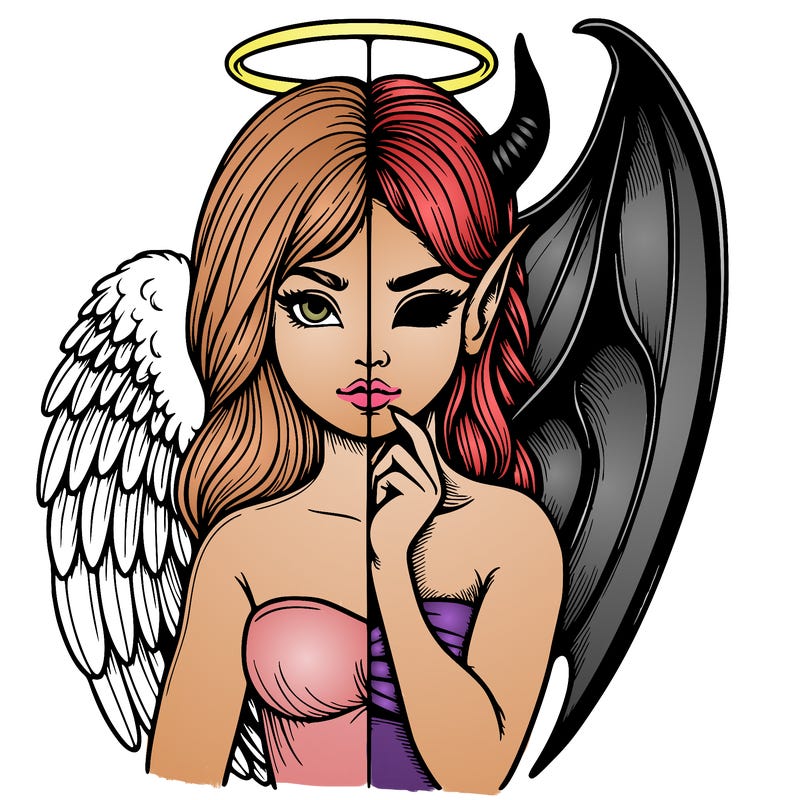 realistic angel half demon