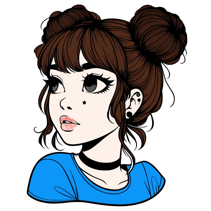 realistic girl with spacebuns