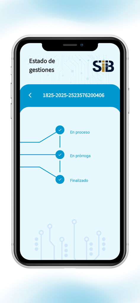 SIB Guatemala - SIB Guatemala app screen tracking the status of financial procedures