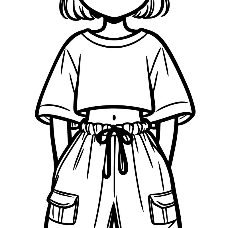 a girl with crop shirt on with the baggy pants on