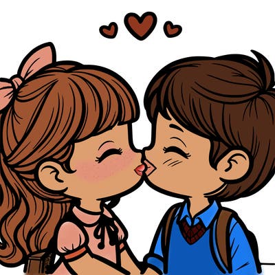 boy and girl kissing