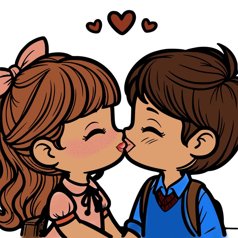 boy and girl kissing