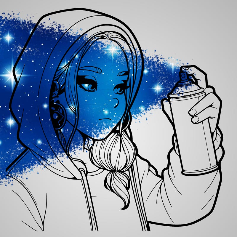 a realistic girl, spray painting