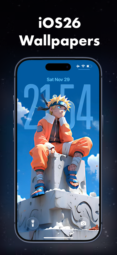 Taro: Spatial Depth Wallpaper - iPhone lock screen showing an anime character with a 3D depth effect wallpaper from Taro app.