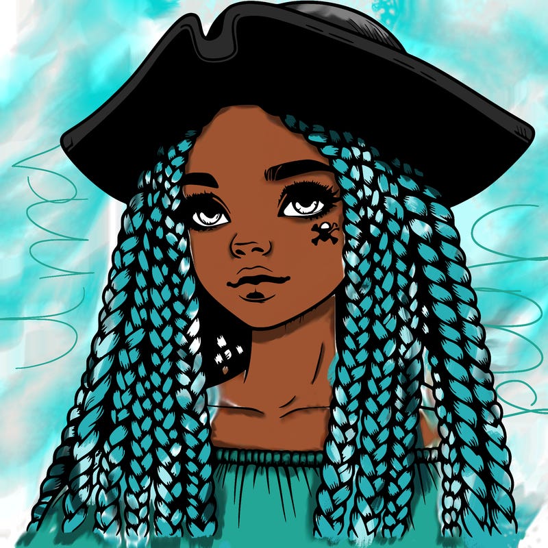 realistic girl with box braids and i realistic pirate hat