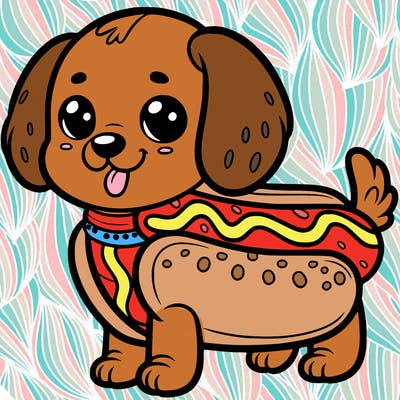 a dog in a hot dog outfit