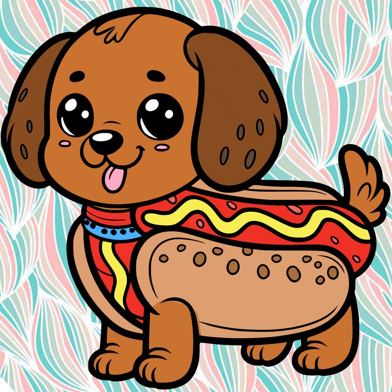 a dog in a hot dog outfit