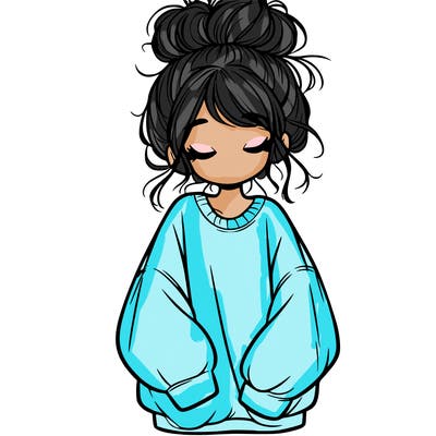 girl with baggy sweatshirt and messy bun