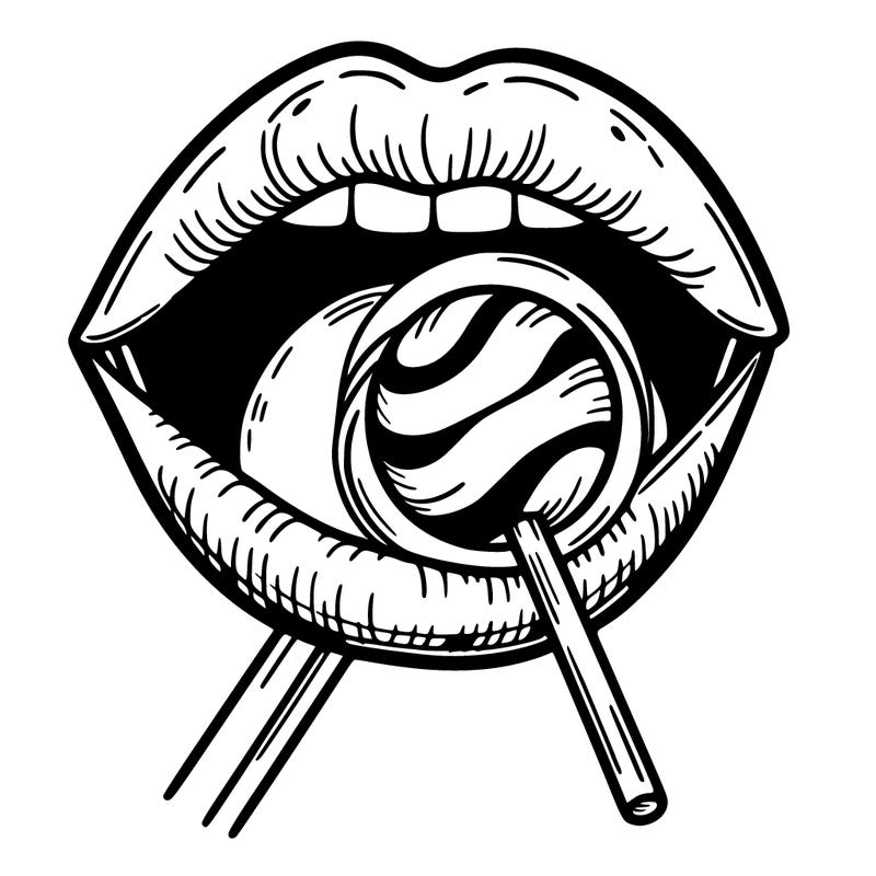 a mouth with a lollipop