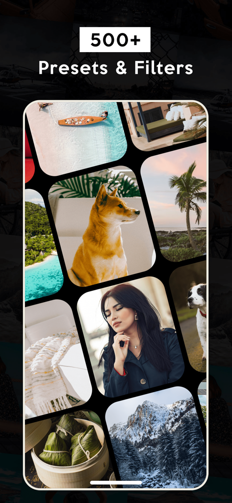 Filtra - Preset for Lightroom - Collage of aesthetic photos showcasing various Lightroom presets and filters available in the Filtra app.