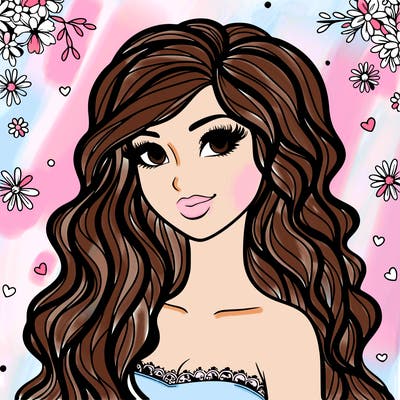 pretty woman with long wavy hair