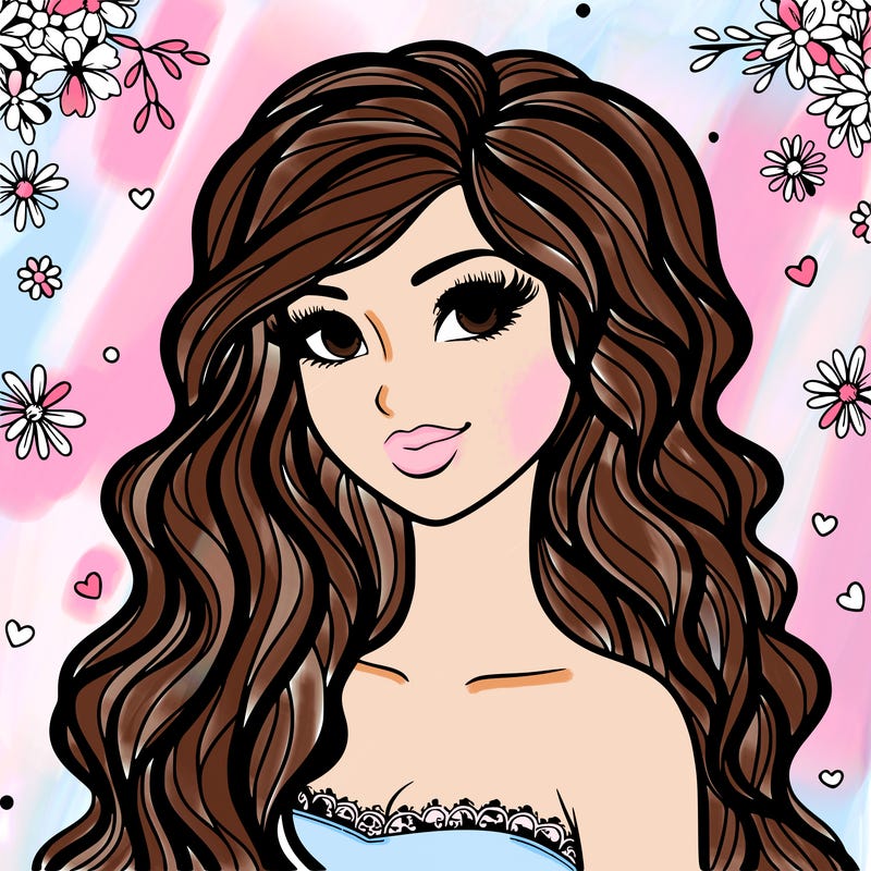 pretty woman with long wavy hair