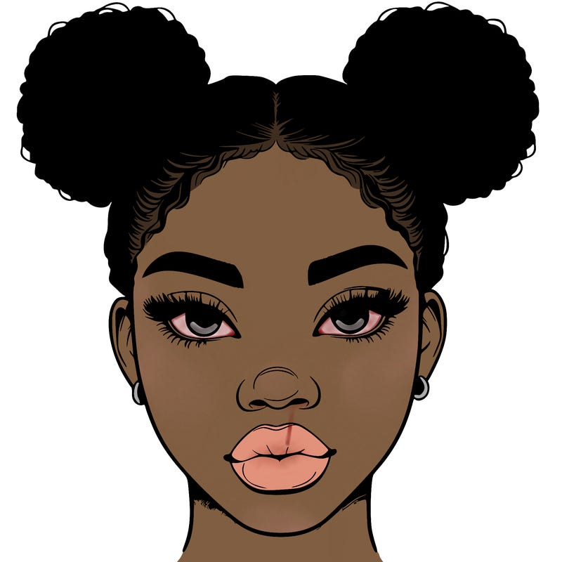 realistic black woman with two buns