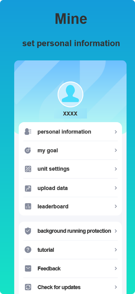 Zmoofit - Zmoofit app user profile screen showing settings for personal information goals and unit preferences