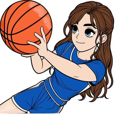 realistic girl playing basketball