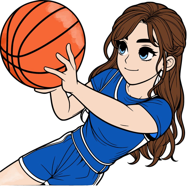 realistic girl playing basketball