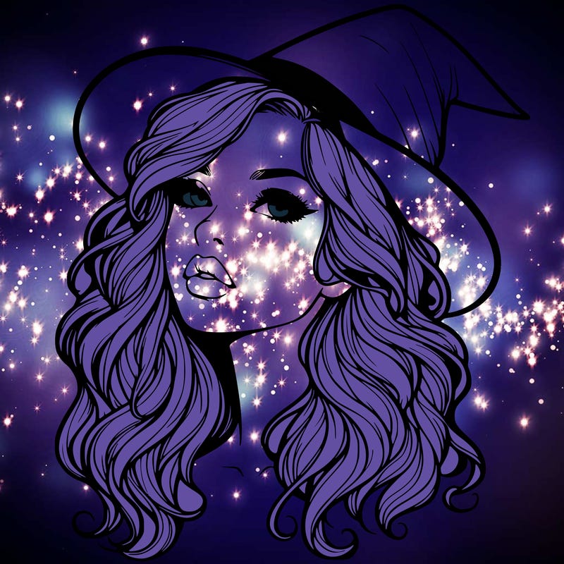 realistic witch girl with wavy hair and lips