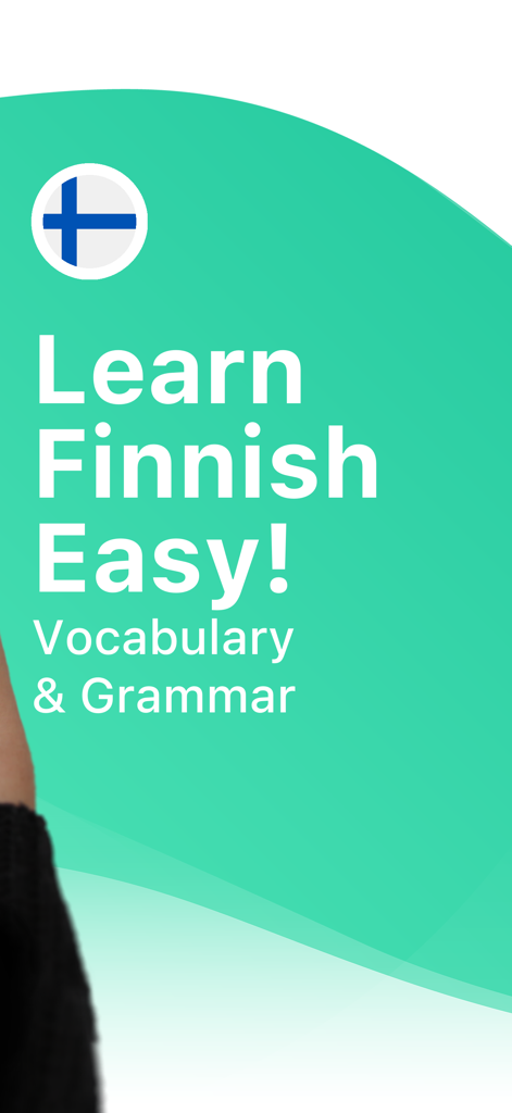 LENGOアプリのフィンランド語学習画面。語彙と文法レッスンが表示されており、フィンランド国旗のアイコン付き