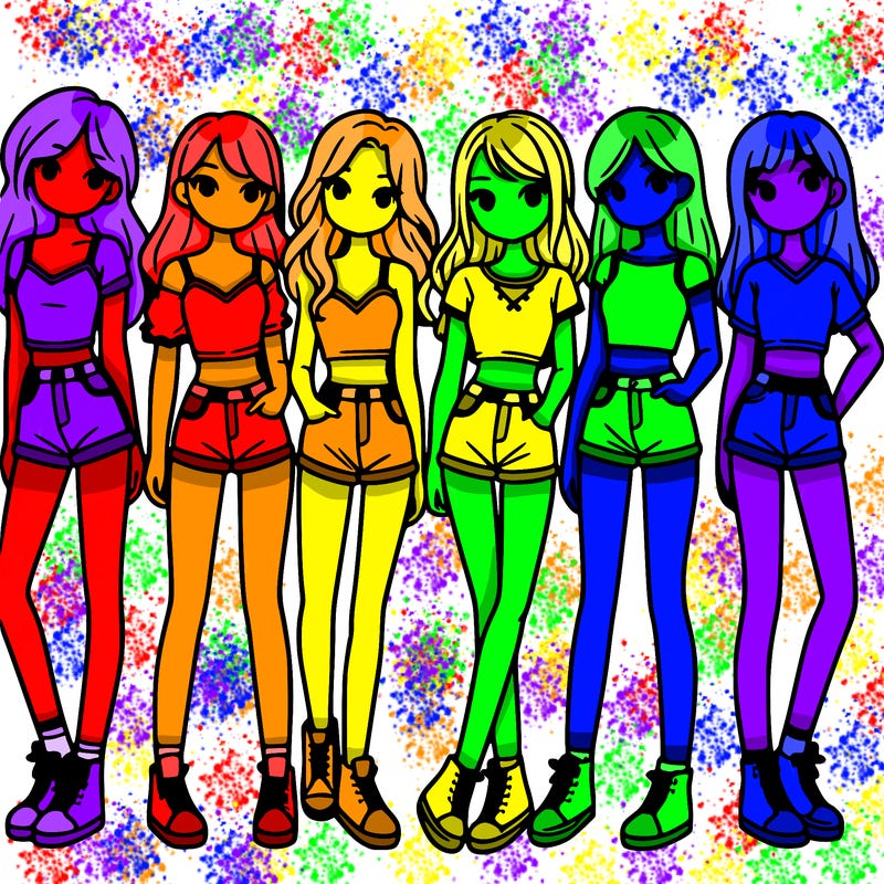 a group of girls wearing crop tops and shorts