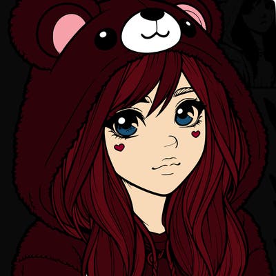 realistic girl in a bear hoodie
