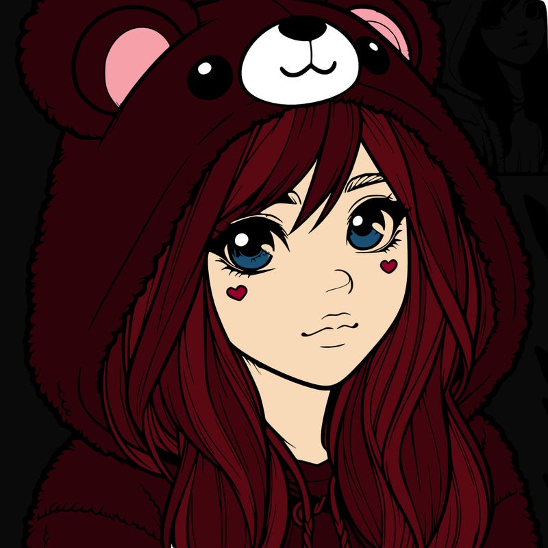 realistic girl in a bear hoodie