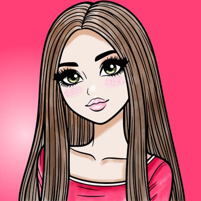 realistic girl with straight and long hair