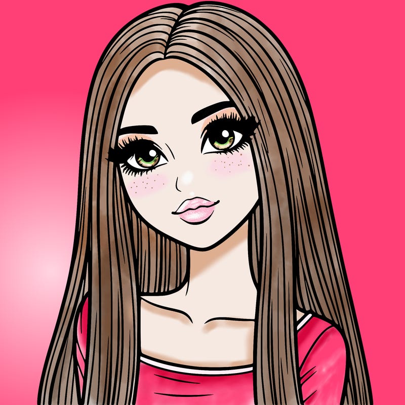 realistic girl with straight and long hair