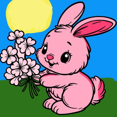 bunny with a bunch of clover