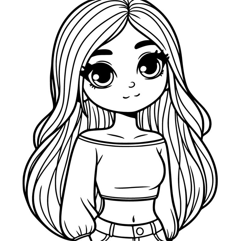 girl with sleeved crop top and long hair