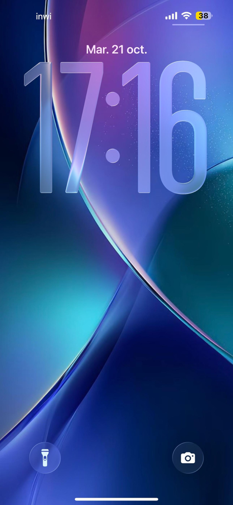 iPhone-Sperrbildschirm mit einem ästhetischen abstrakten Farbverlauf-Hintergrund in Blau und Lila