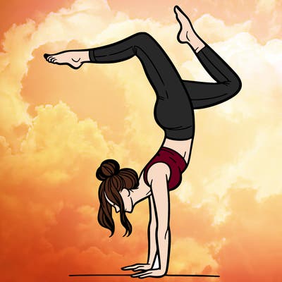 a woman doing a handstand