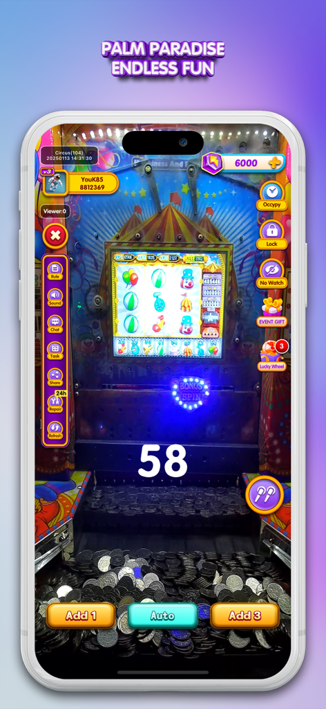 CelestialBody - A mobile interface for the CelestialBody app showing a real mechanical coin pusher game