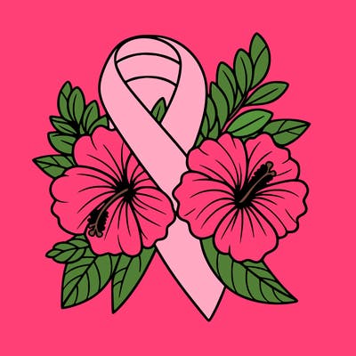 breast cancer awareness with hibiscus flowers