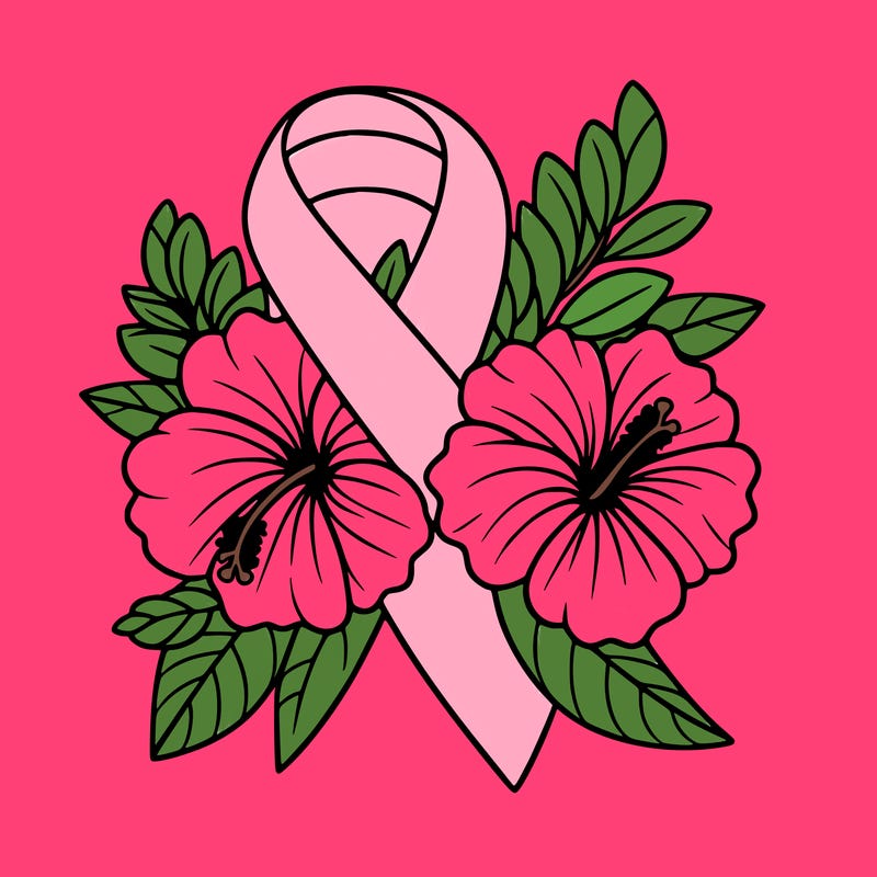 breast cancer awareness with hibiscus flowers