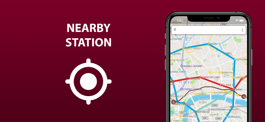 위치 아이콘이 있는 광저우의 가까운 대중교통 역 찾기 앱 스크린샷