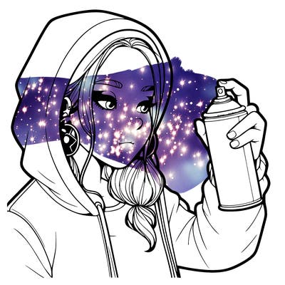 a realistic girl, spray painting