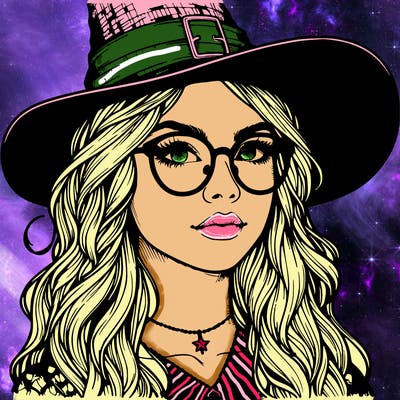 a witch with glasses realistic