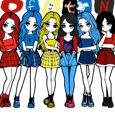a group of girls realistic