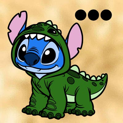 stitch in a dino costume