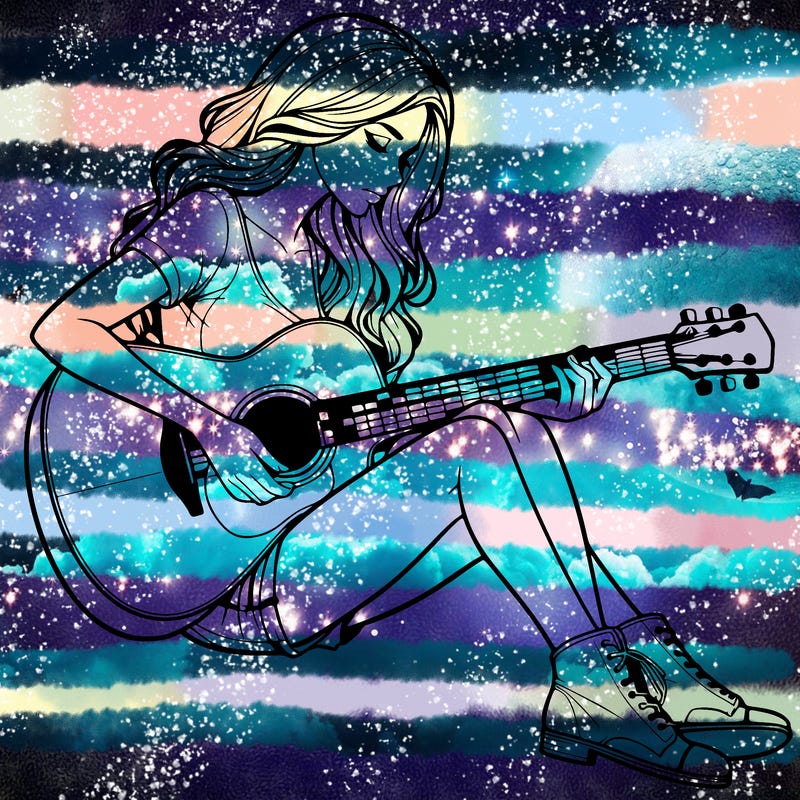 realistic woman play guitar