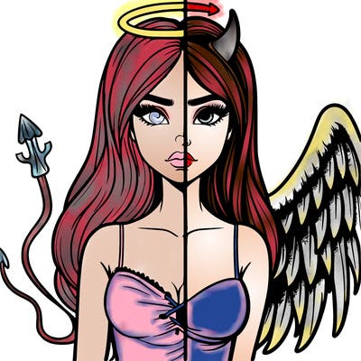 devil vs angel realistic girl