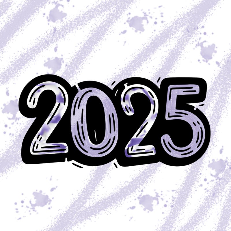 one line scrawled numbers sketch design “2025”