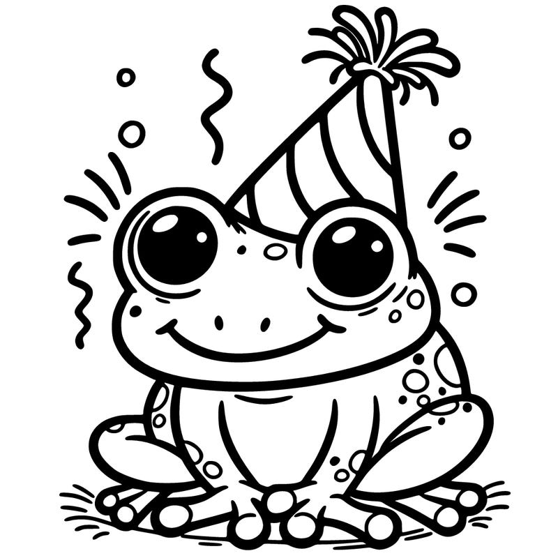 a frog with a party hat