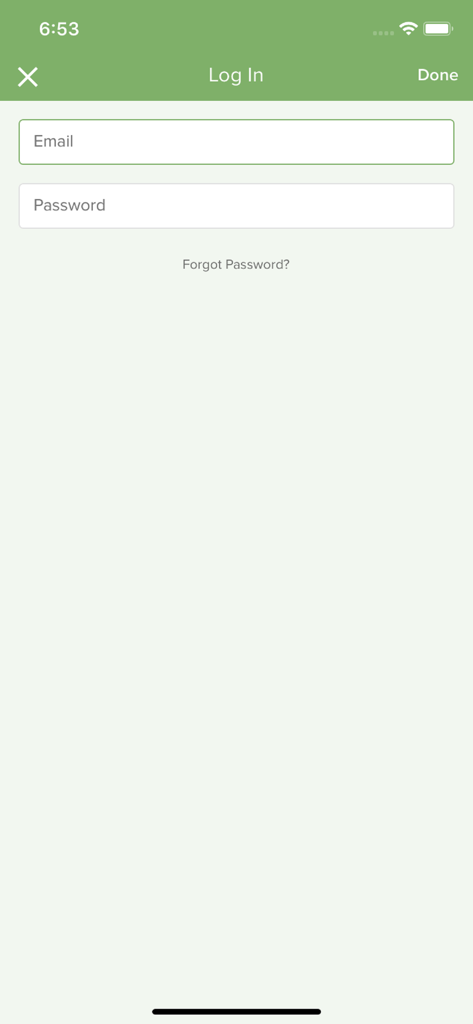 Login screen for the Lotsa Helping Hands app with email and password input fields