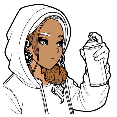 a realistic girl, spray painting