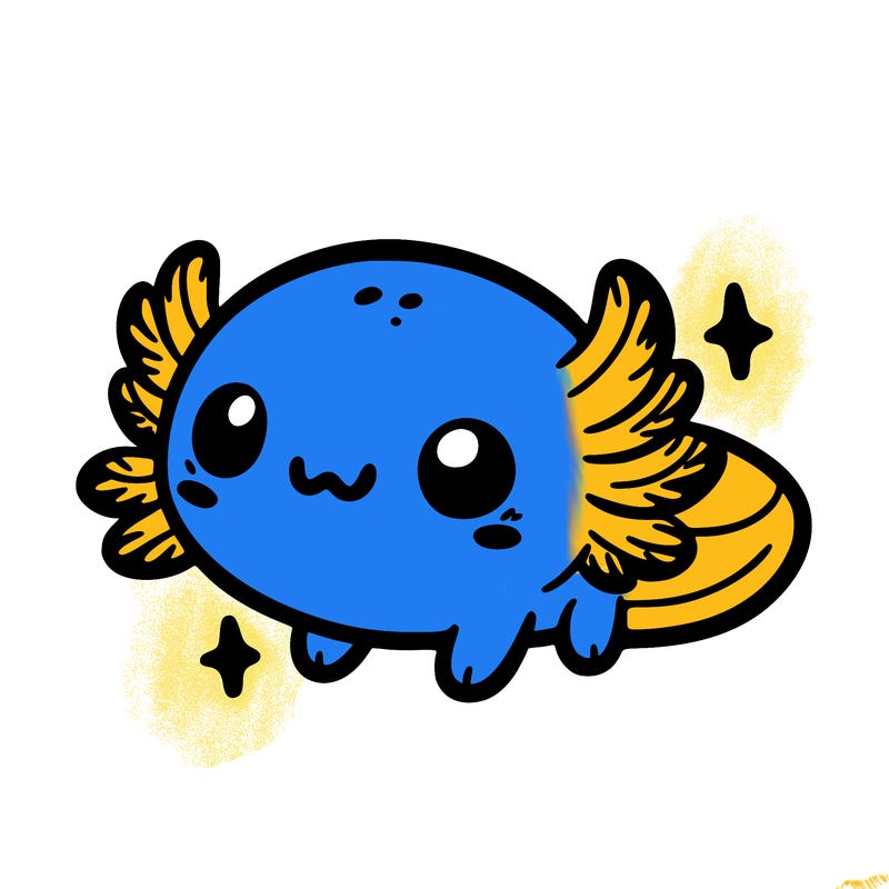 cute easy baby axolotl