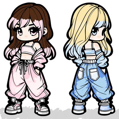 girl in crop top and baggy pants