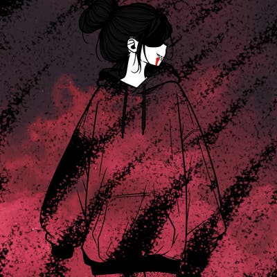 realistic girl with a oversized sweatshirt on and a bun