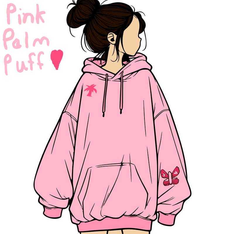 realistic girl with a oversized sweatshirt on and a bun